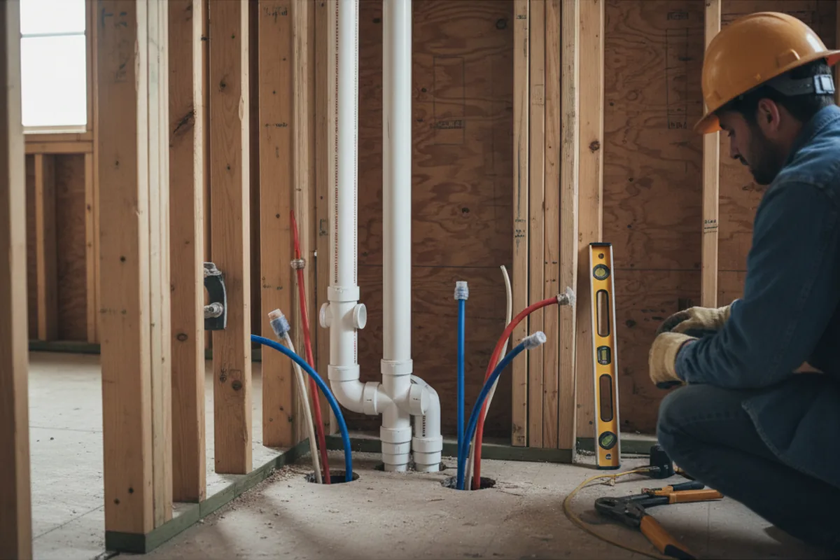 Drain and supply rough-in during Toilet Repair and Installation in Elk River