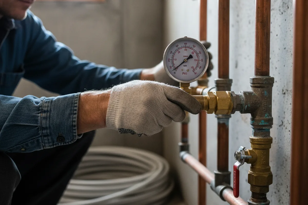 Pressure testing a repaired line during Water Line Repair in Elk River